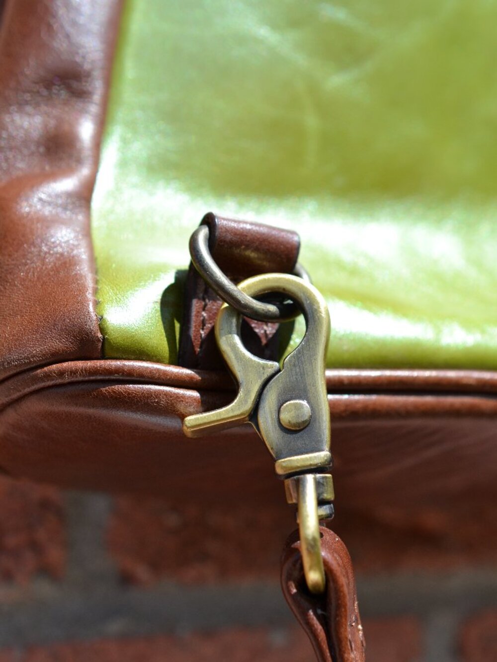 Joanel Pour Elle Green & Brown Leather Sling Bag - Picture 11 of 13
